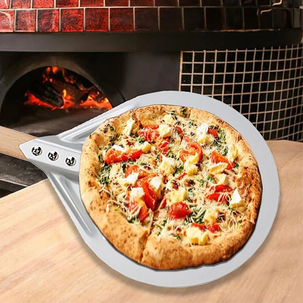 12/14 Inch Round Pizza Turning Peel Hard Anodized Aluminum Paddle - Cheerful Home Finds
