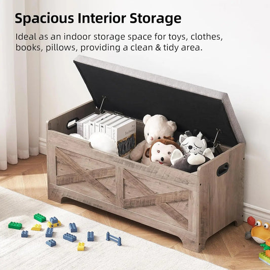 Storage Bench Storage Chest with 2 Safety Hinges Liftable Top - Cheerful Home Finds