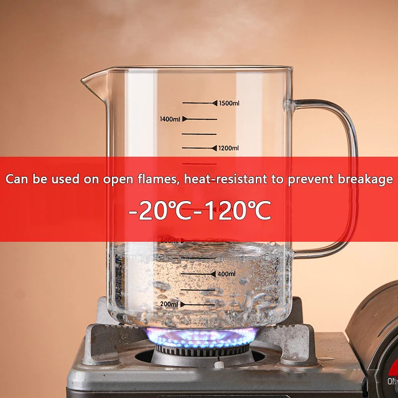 YWDL 1/1.5L Glass Measuring Cup With Handle Large Capacity - Cheerful Home Finds