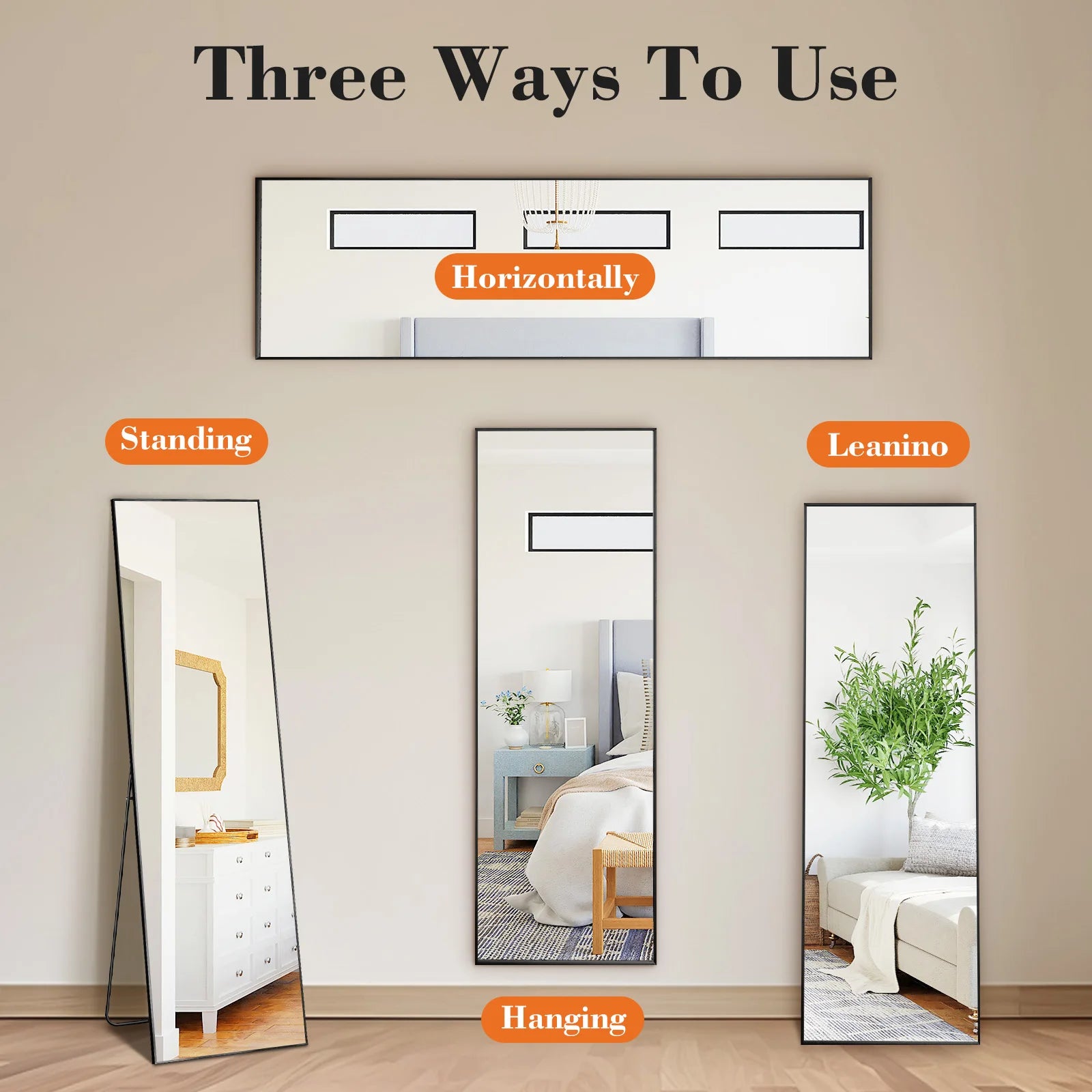 JHK 64"x21" Full Body Wall Mirror with Aluminum Frame - Cheerful Home Finds