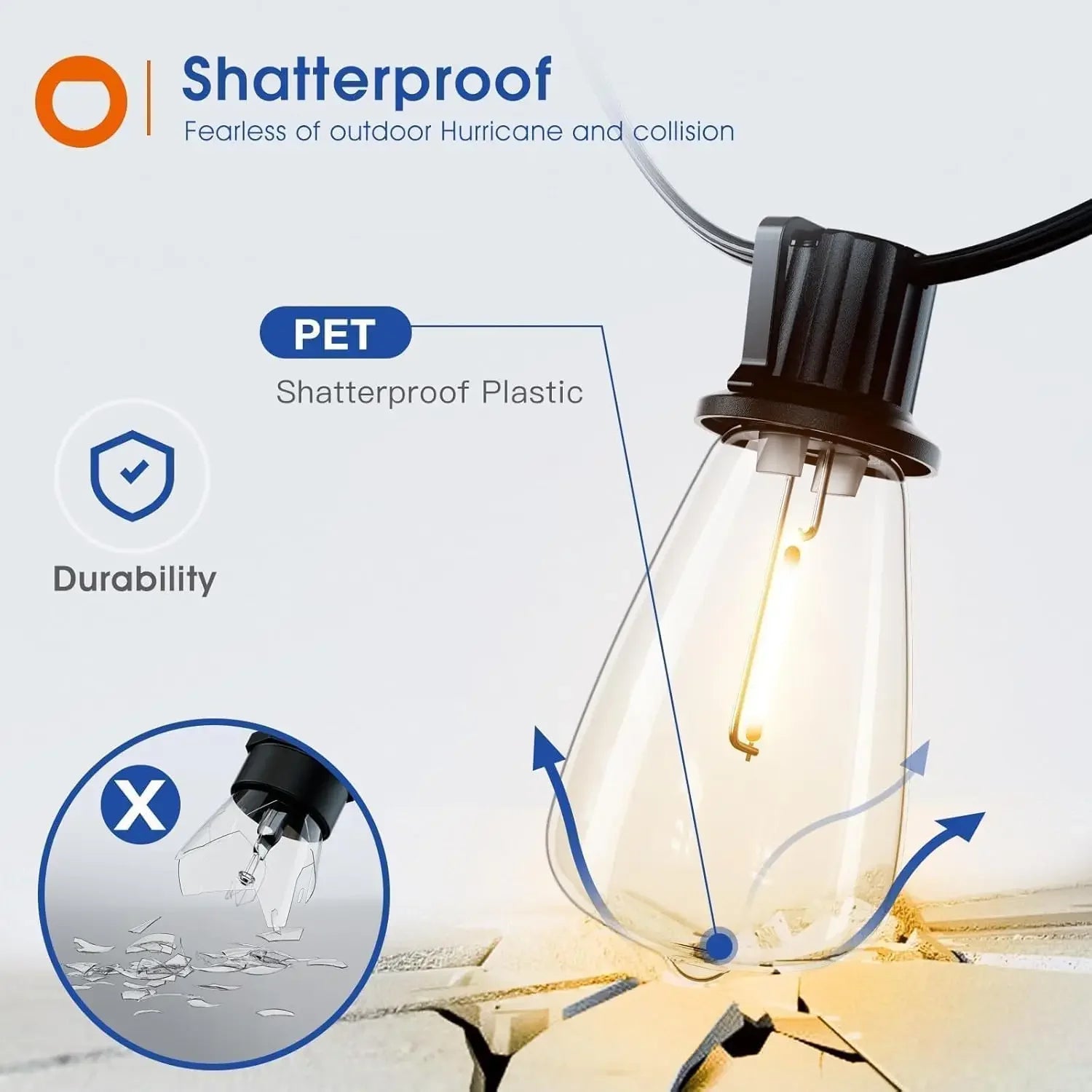 150FT LED Outdoor String Lights Waterproof Shatterproof Bulbs - Cheerful Home Finds