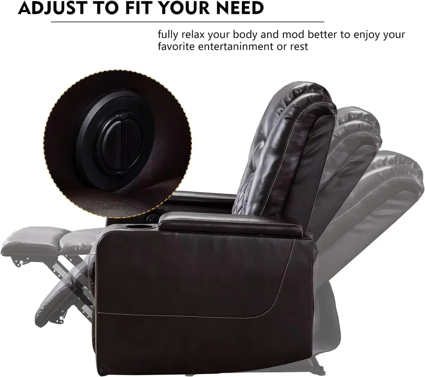 Electric Power Recliner Chair With USB Ports And Cup Holders Breathable Leather Home Theater Seating With Hidden Arm Storage