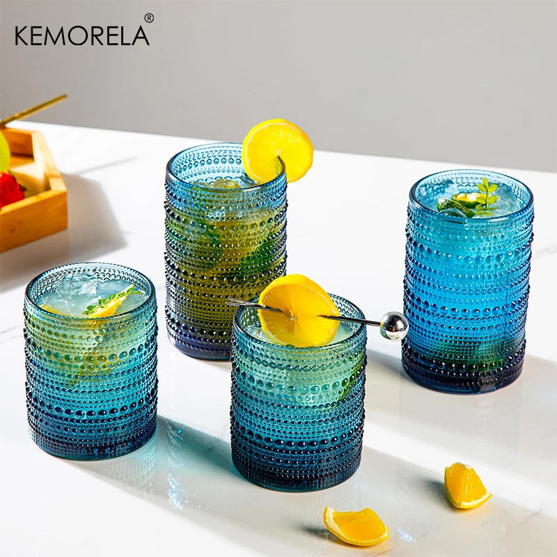 8PCS Vintage Raindrop Glass Cup Highball Glasses Set - Cheerful Home Finds