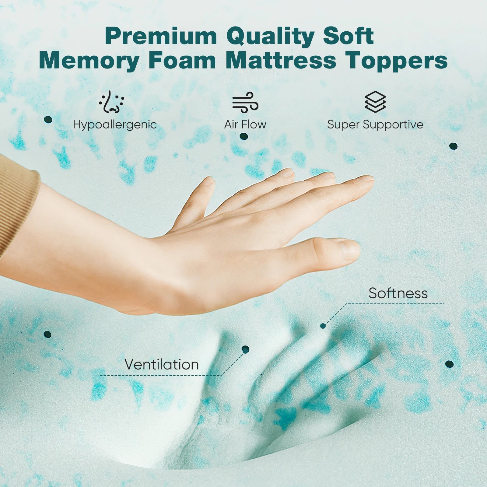 JHK 2-3 Inch Gel Memory Foam Mattress Topper Full Size - Cheerful Home Finds