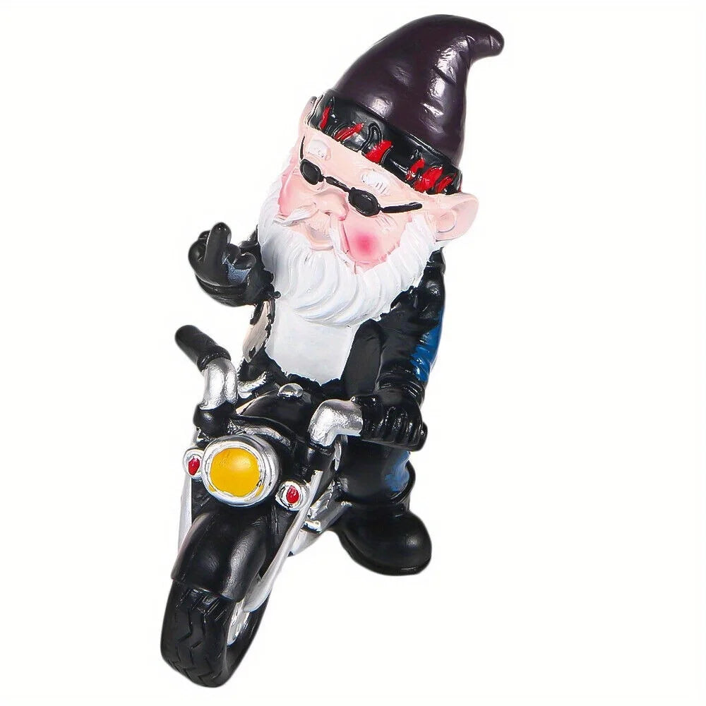 Naughty Gnome Riding Motorcycle Statue Funny Resin Crafts Gift - Cheerful Home Finds