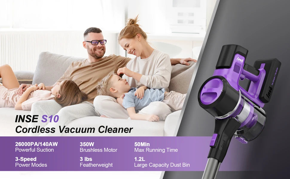 Inse S10 Cordless Vacuum Cleaner Set 30Kpa 350W Motor - Cheerful Home Finds