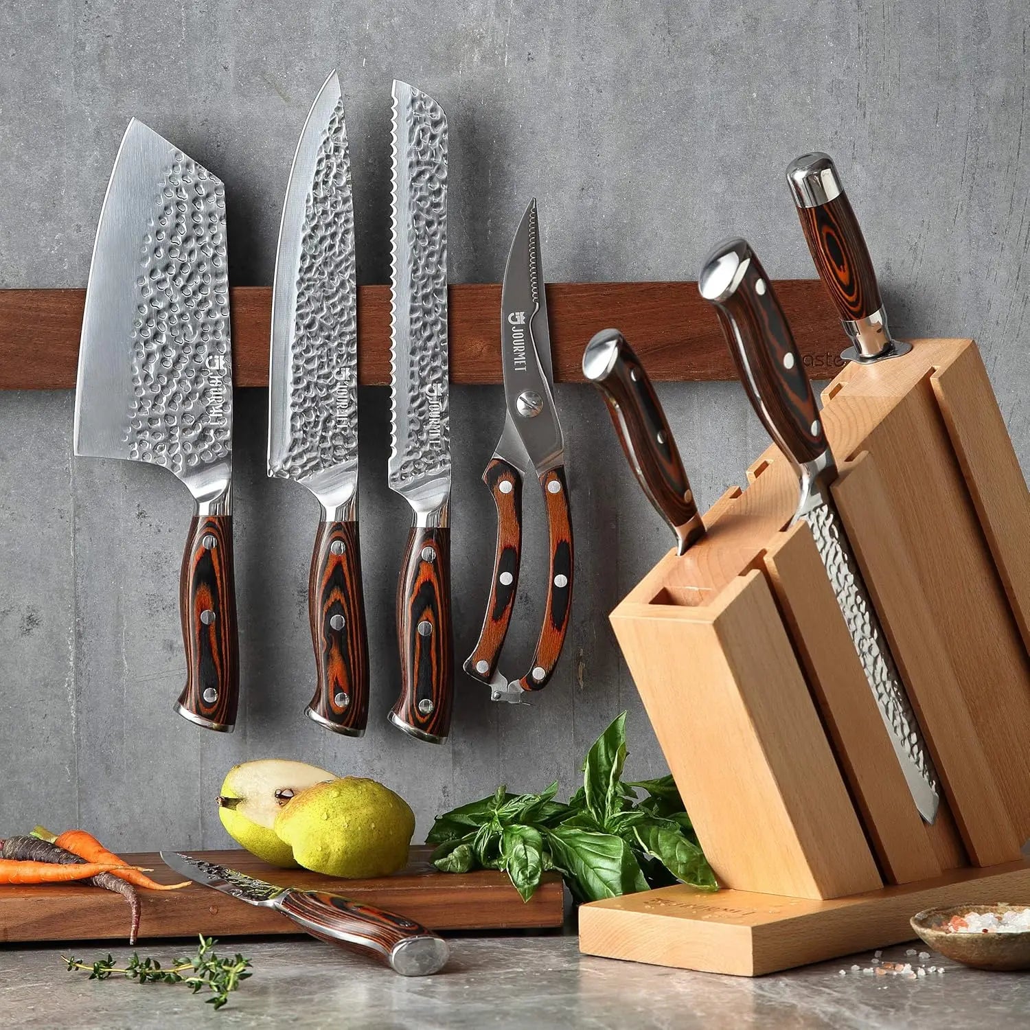 Knife Set with Block, 9PC High Carbon Stainless Steel Set - Cheerful Home Finds