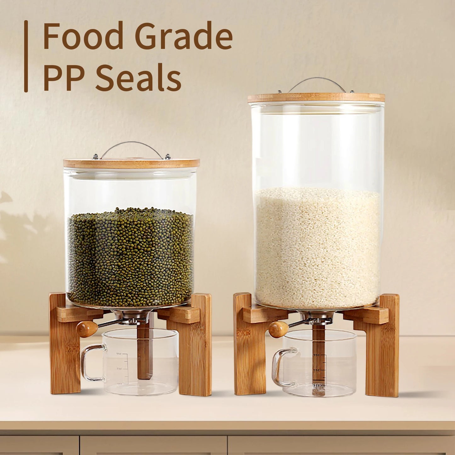 Flour And Cereal Container 5L/7.5L Rice Dispenser Glass Storage - Cheerful Home Finds