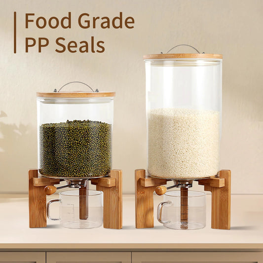 Flour And Cereal Container 5L/7.5L Rice Dispenser Glass Storage - Cheerful Home Finds