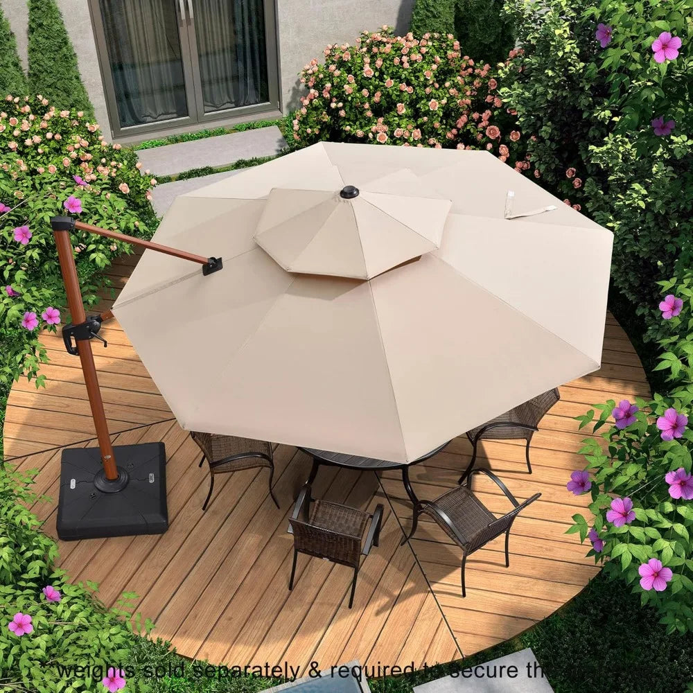 11ft Patio Outdoor Round Umbrella Large Cantilever Windproof - Cheerful Home Finds