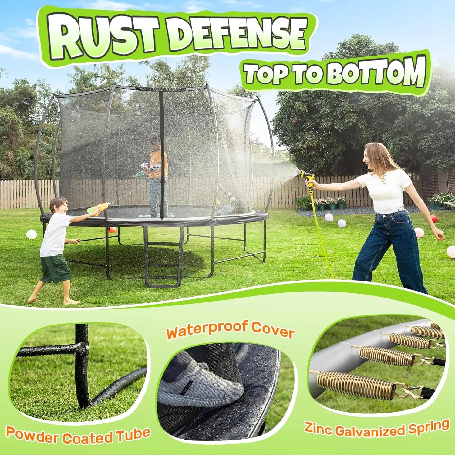 8FT 10FT 12FT 14FT 15FT 16FT Recreational Trampoline with Enclosure - Cheerful Home Finds