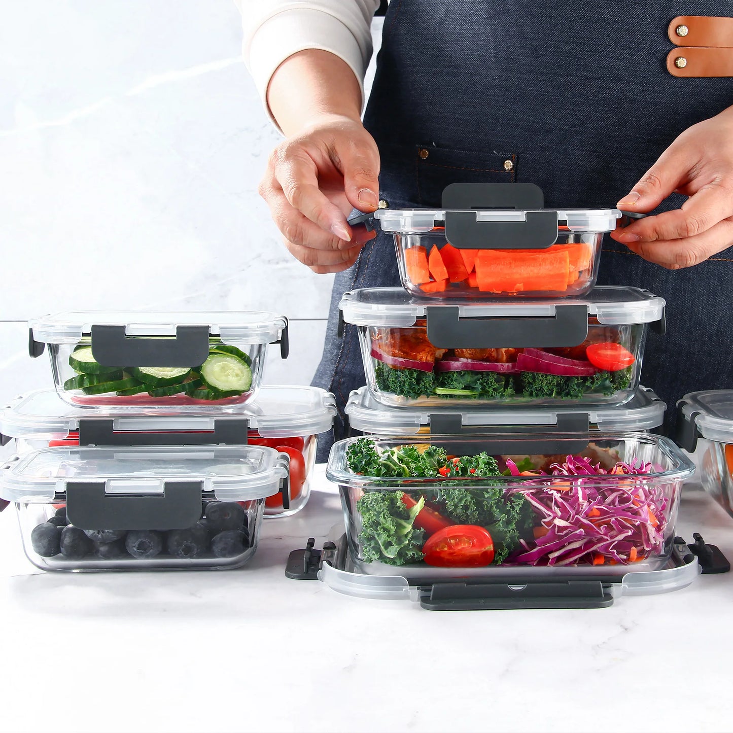 8-Piece Glass Food Storage Containers Set, BPA-Free, Leakproof - Cheerful Home Finds