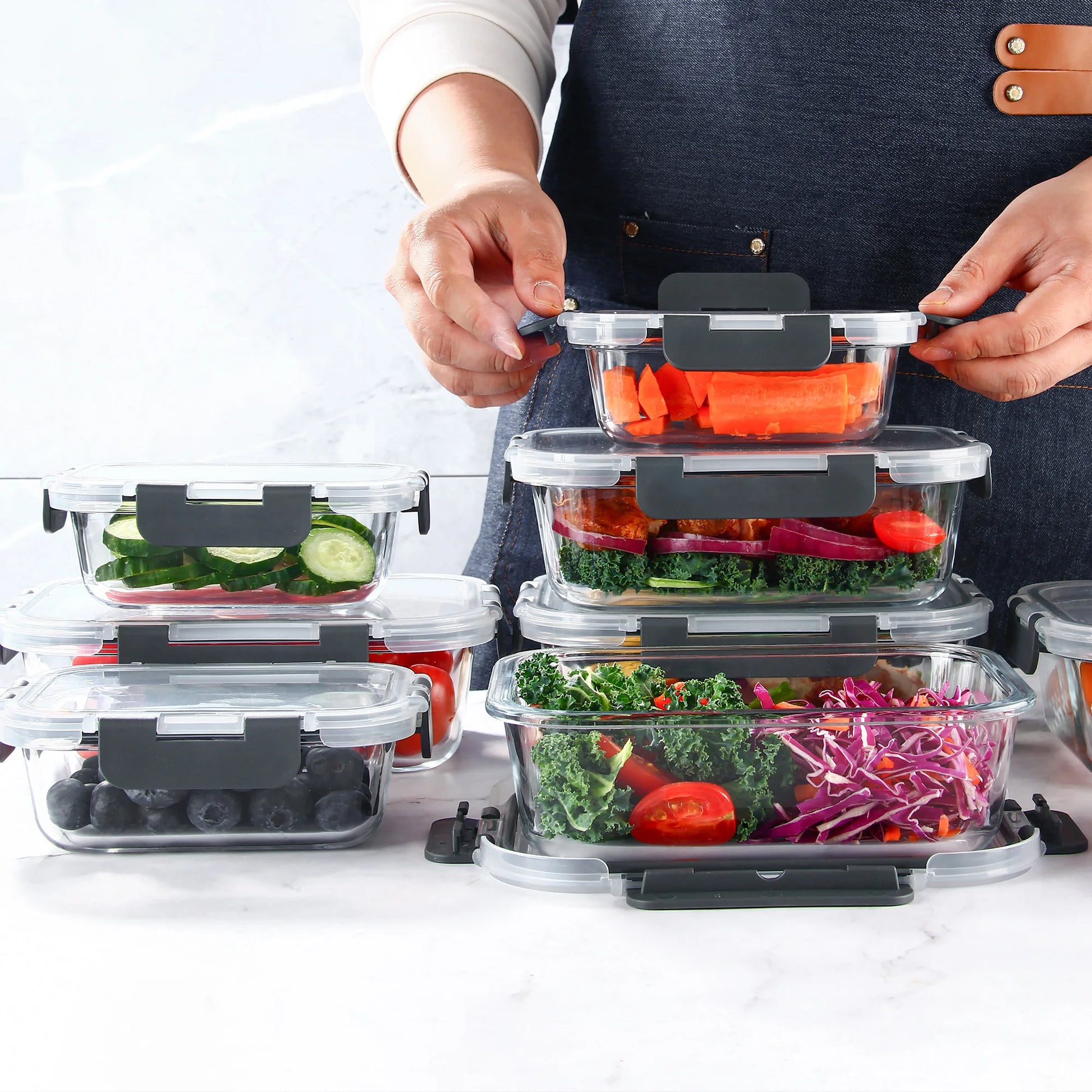 8-Piece Glass Food Storage Containers Set, BPA-Free, Leakproof - Cheerful Home Finds
