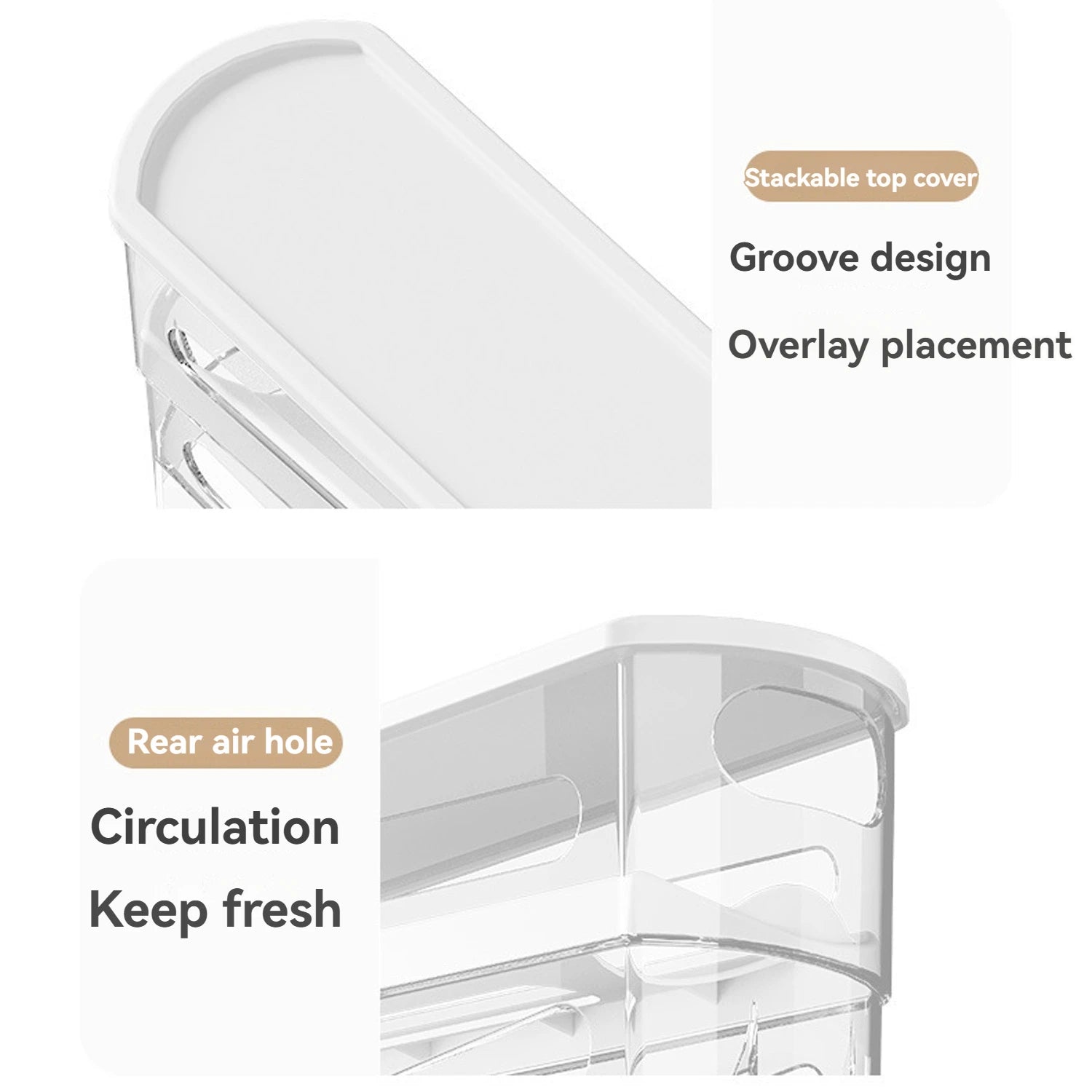 Automatic Rolling Egg Dispenser 2 Tie Clear Plastic Holder - Cheerful Home Finds