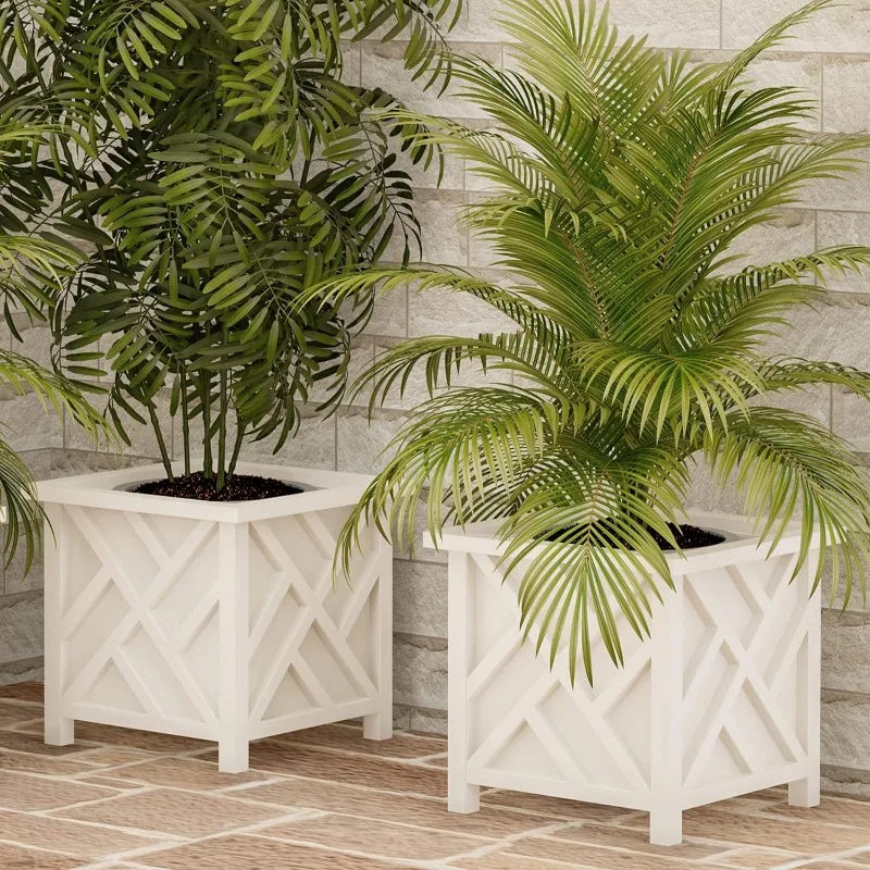Lattice Design Planter Box 2-Pack for Outdoor Decor - Cheerful Home Finds