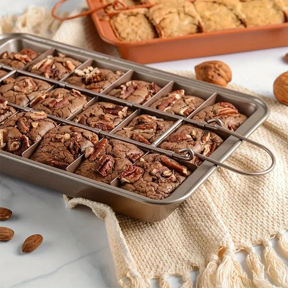 Non Stick Brownie Pan with Dividers Carbon Steel Bakeware - Cheerful Home Finds