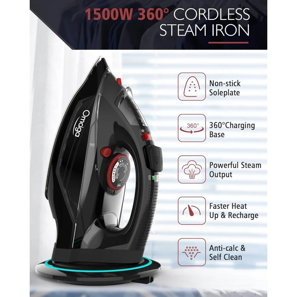 Cordless Iron, 1500W Cordless Iron with Steam for Clothes - Cheerful Home Finds