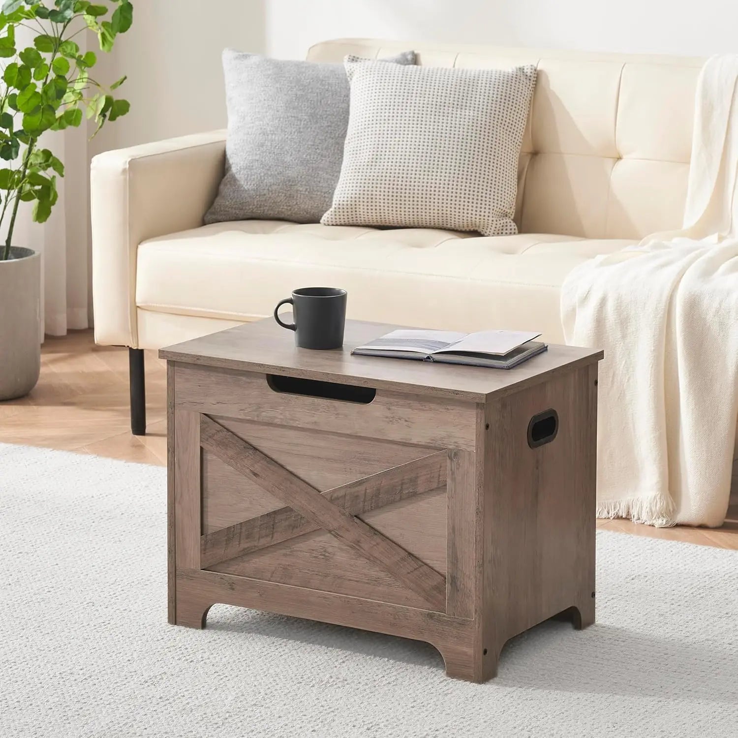 Storage Bench Storage Chest with 2 Safety Hinges Liftable Top - Cheerful Home Finds