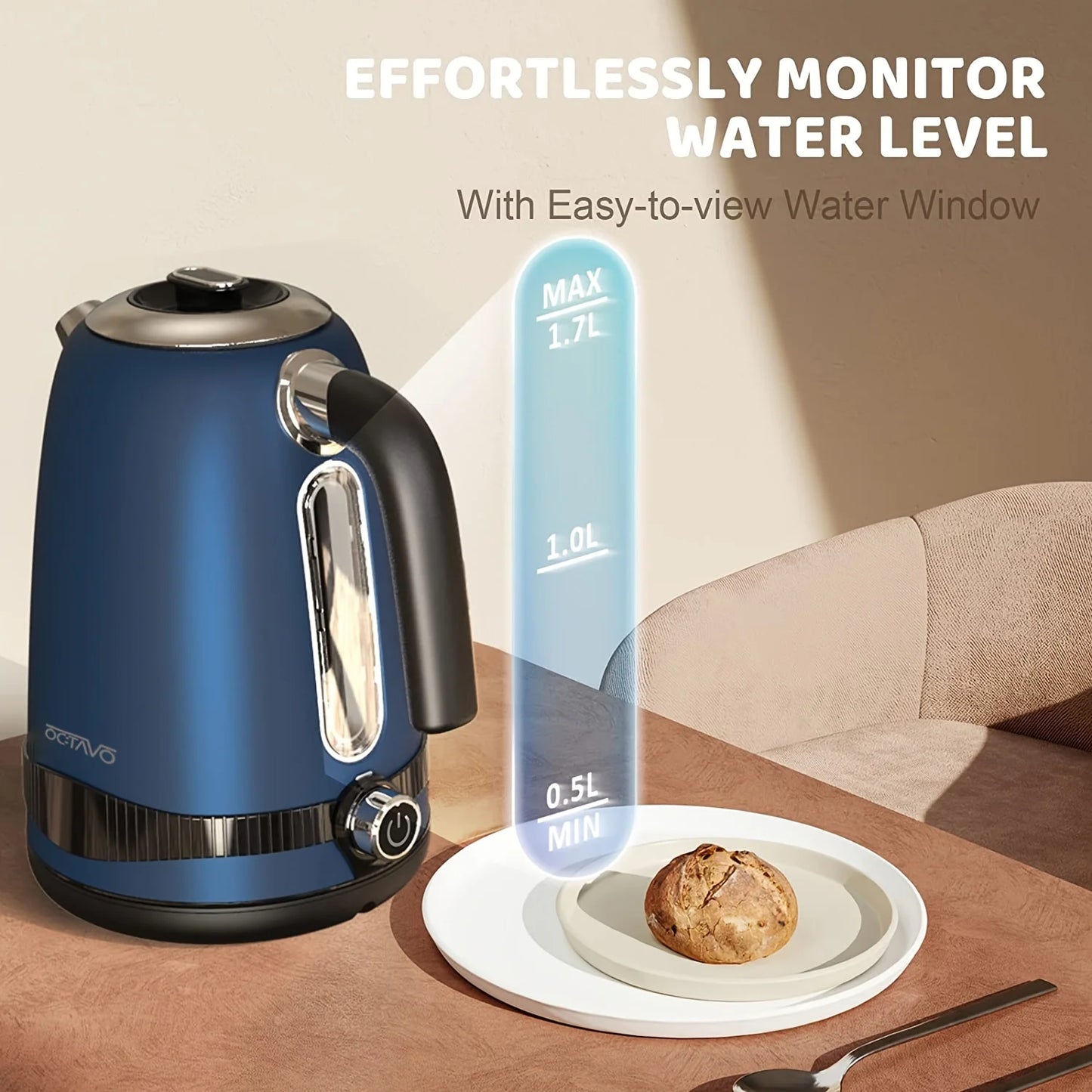 1pc 1.8QT Electric Kettle with Temperature Control 1100W - Cheerful Home Finds