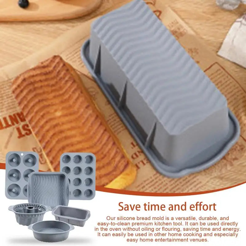 Silicone Loaf Mold Nonstick Cupcake Pan 6X Molds For Baking - Cheerful Home Finds