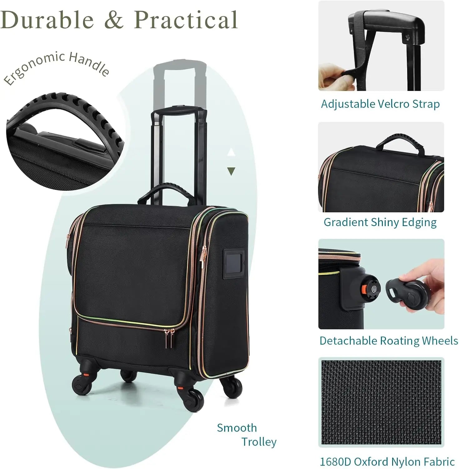 Professional Rolling Makeup Train Case with 5 Toiletry Bags - Cheerful Home Finds