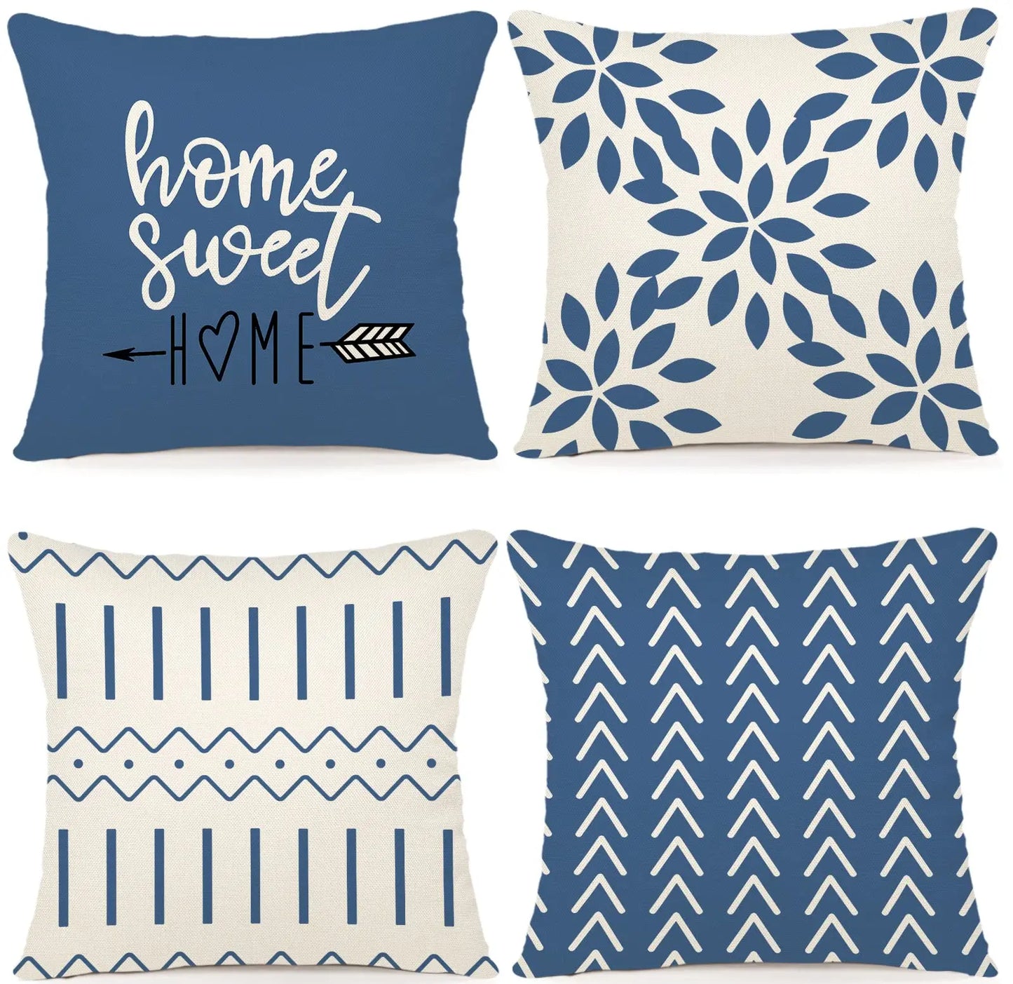 Pillow Covers 18x18 Set of 4, Modern Geometric Linen Case - Cheerful Home Finds