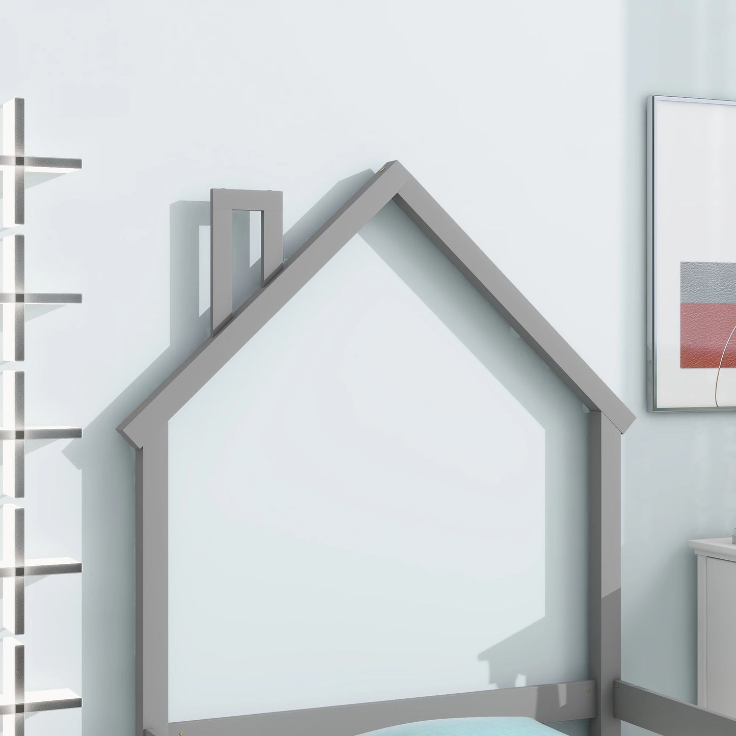 Twin Size Wood Bed With House-Shaped Headboard Grey - Cheerful Home Finds