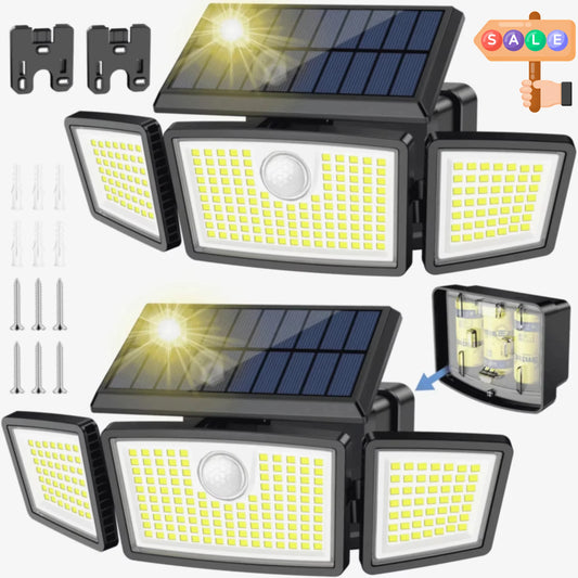 SZRSTH 2pcs IP65 Waterproof Outdoor Solar Lights 3000LM - Cheerful Home Finds