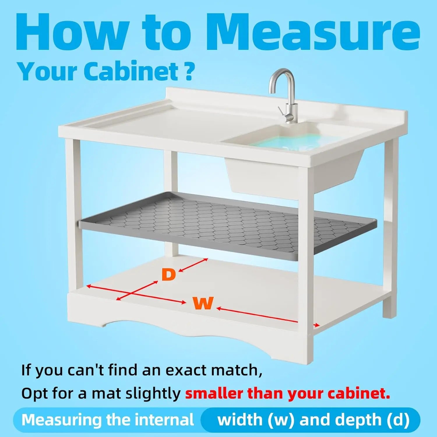Waterproof Under Sink Mat -34 x 22 Cabinet Liner Silicone Tray - Cheerful Home Finds