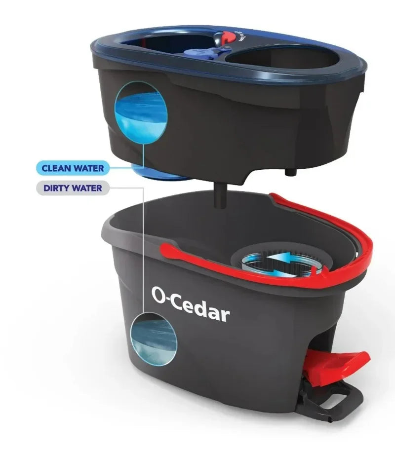 O Cedar RinseClean Clean Water Spin Mop and Bucket System Removes 99 Percent of Bacteria Two Tank Bucket System