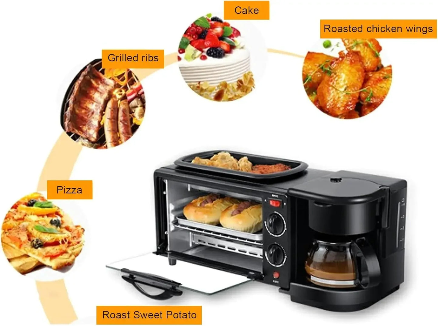 Air Fryer Toaster Smart Oven 17.9 x 7.7 x 7.5 Inch Countertop Convection 3 in 1 Multifunctional Home Breakfast Station