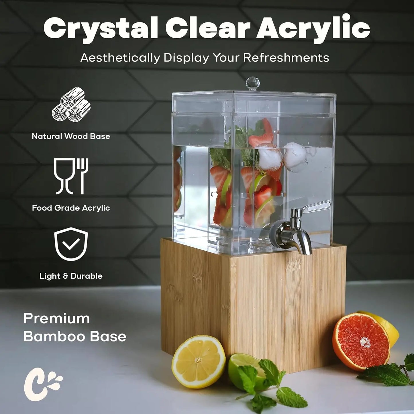 2 Pack Acrylic Beverage Dispenser with Fruit & Herb Infuser - Cheerful Home Finds