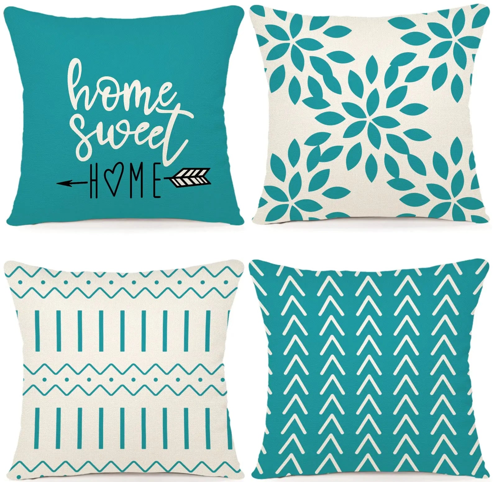 Pillow Covers 18x18 Set of 4, Modern Geometric Linen Case - Cheerful Home Finds