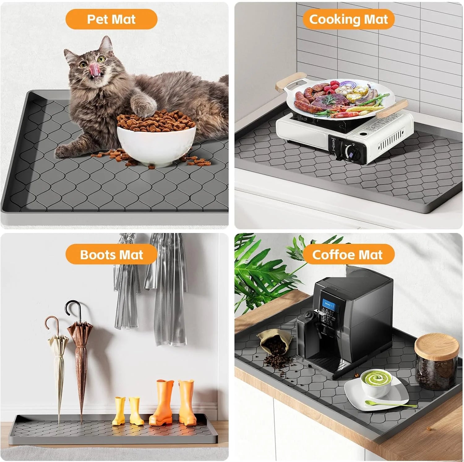Waterproof Under Sink Mat -34 x 22 Cabinet Liner Silicone Tray - Cheerful Home Finds
