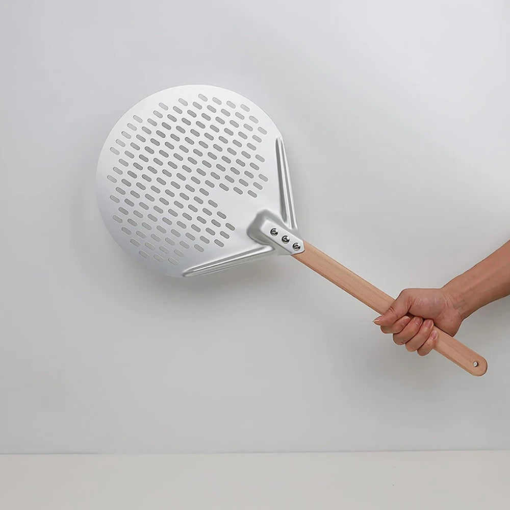 12/14 Inch Round Pizza Turning Peel Hard Anodized Aluminum Paddle - Cheerful Home Finds