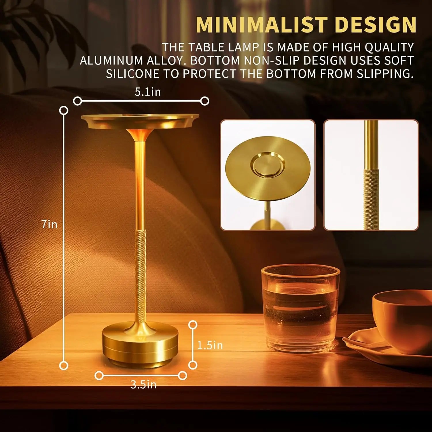 Wierless Simple Charging LED Desk Lamp Retro Portable USB - Cheerful Home Finds