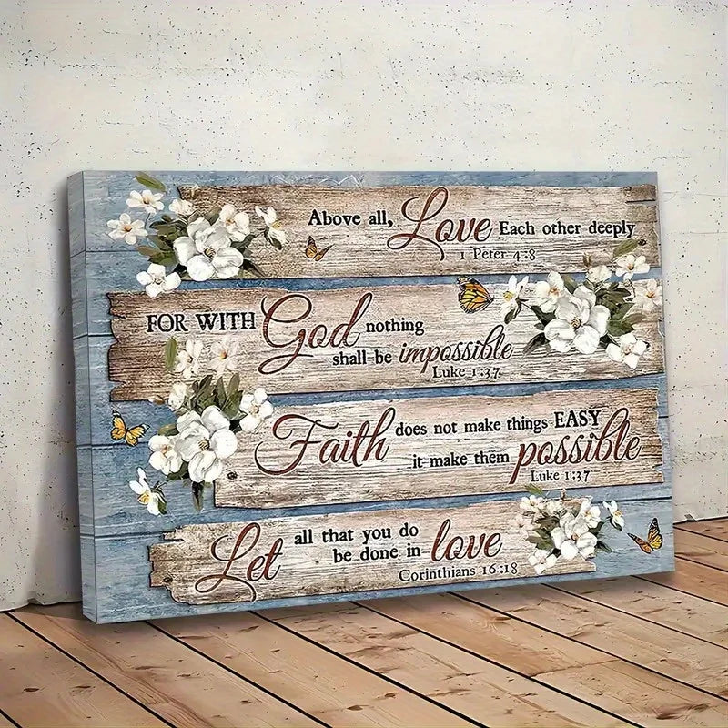1PC Direct Hanging Christian Bible Verses Flower Print Poster Painting for Living Room Dining Room Bedroom Home Decoration - Cheerful Home Finds
