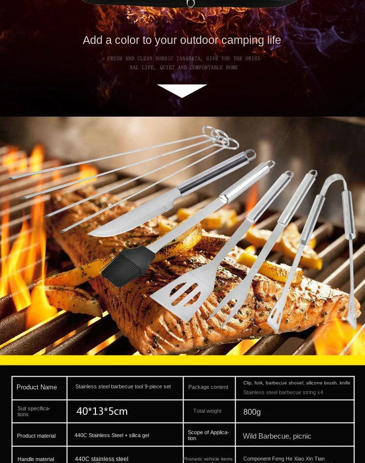 Stainless Steel Oven Set Barbecue Combination Tool Outdoor BBQ - Cheerful Home Finds