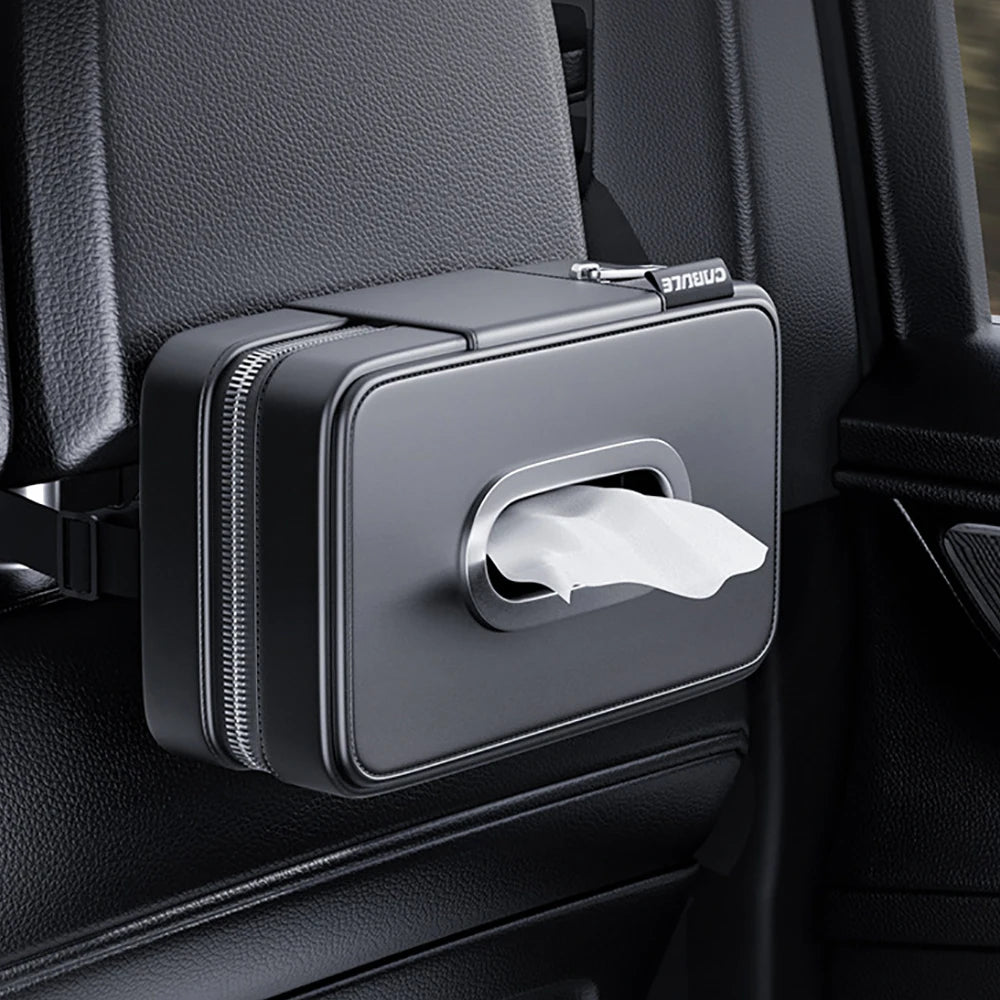 Car Tissue Holder Backseat Masks Dispenser Multifunctional Belt Leather Napkin Box Organizer - Cheerful Home Finds