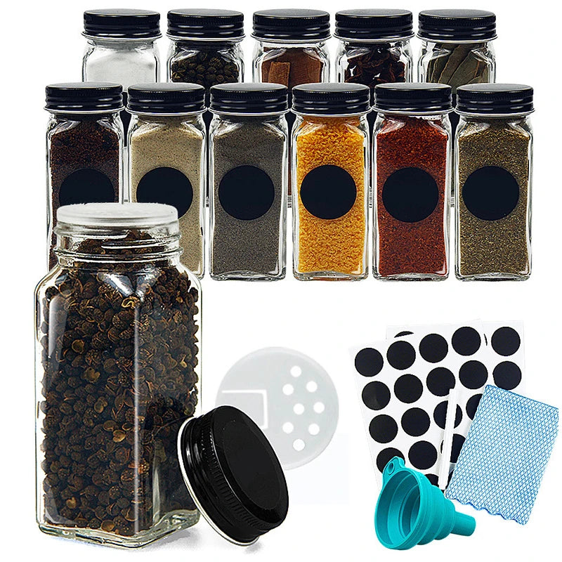 120ML Seasoning Shaker Bottles Glass Spices Condiment Jars - Cheerful Home Finds