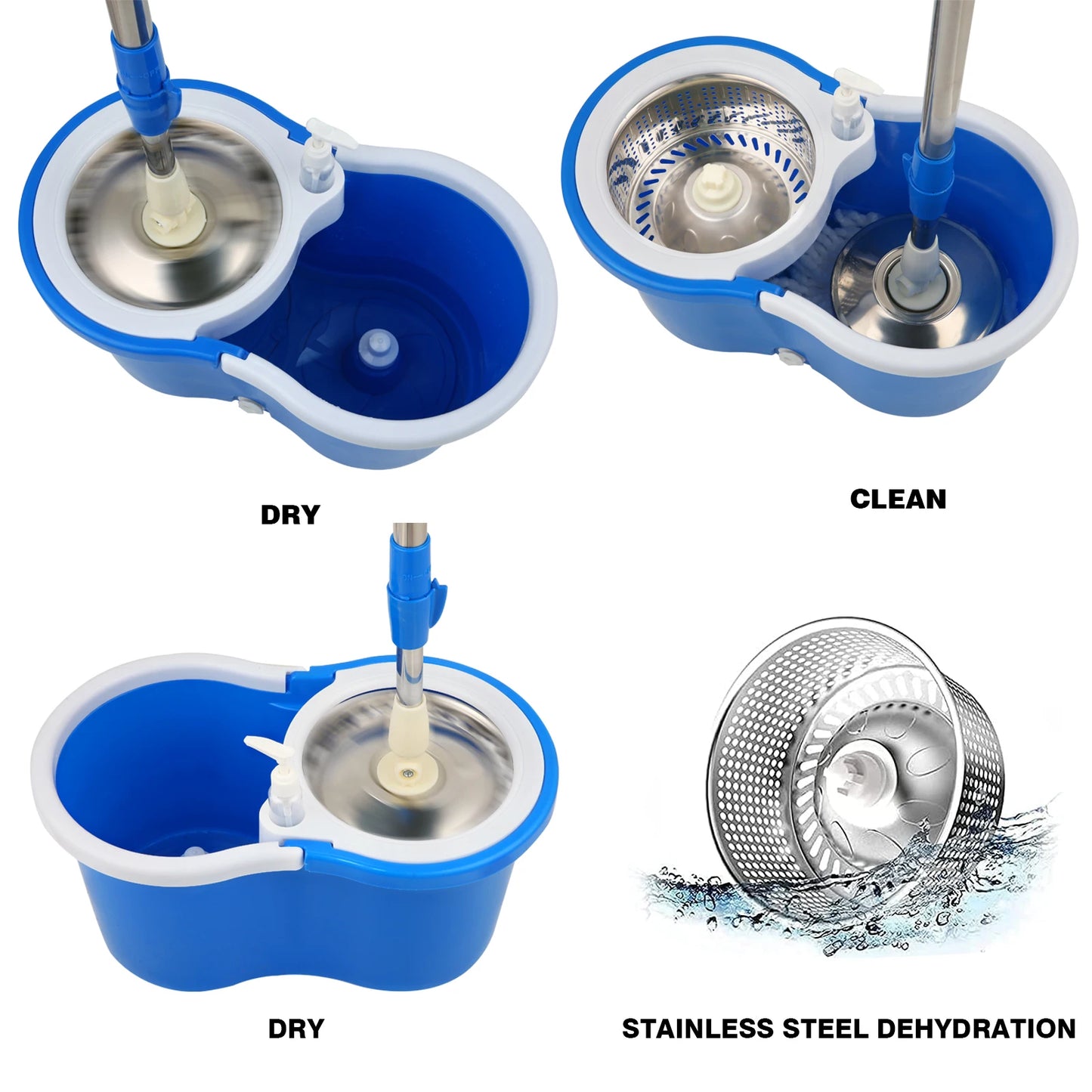 Spin Mop Bucket System with Wringer Set Magic Round Mops - Cheerful Home Finds