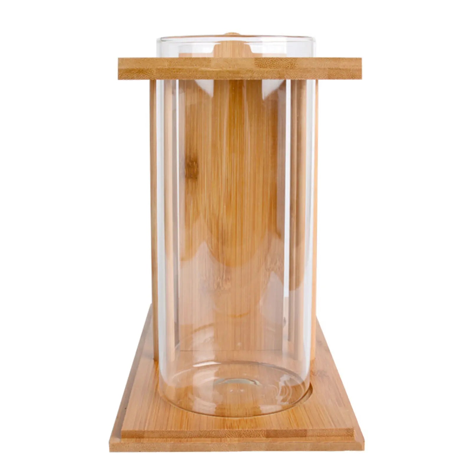 Glass Betta Fish Tank Bamboo Base Mini Aquarium For Desktop - Cheerful Home Finds