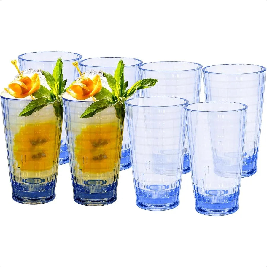 15oz Unbreakable Plastic Drinking Glasses Shatterproof Set - Cheerful Home Finds