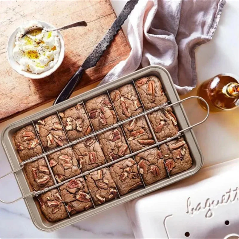 Non Stick Brownie Pan with Dividers Carbon Steel Bakeware - Cheerful Home Finds