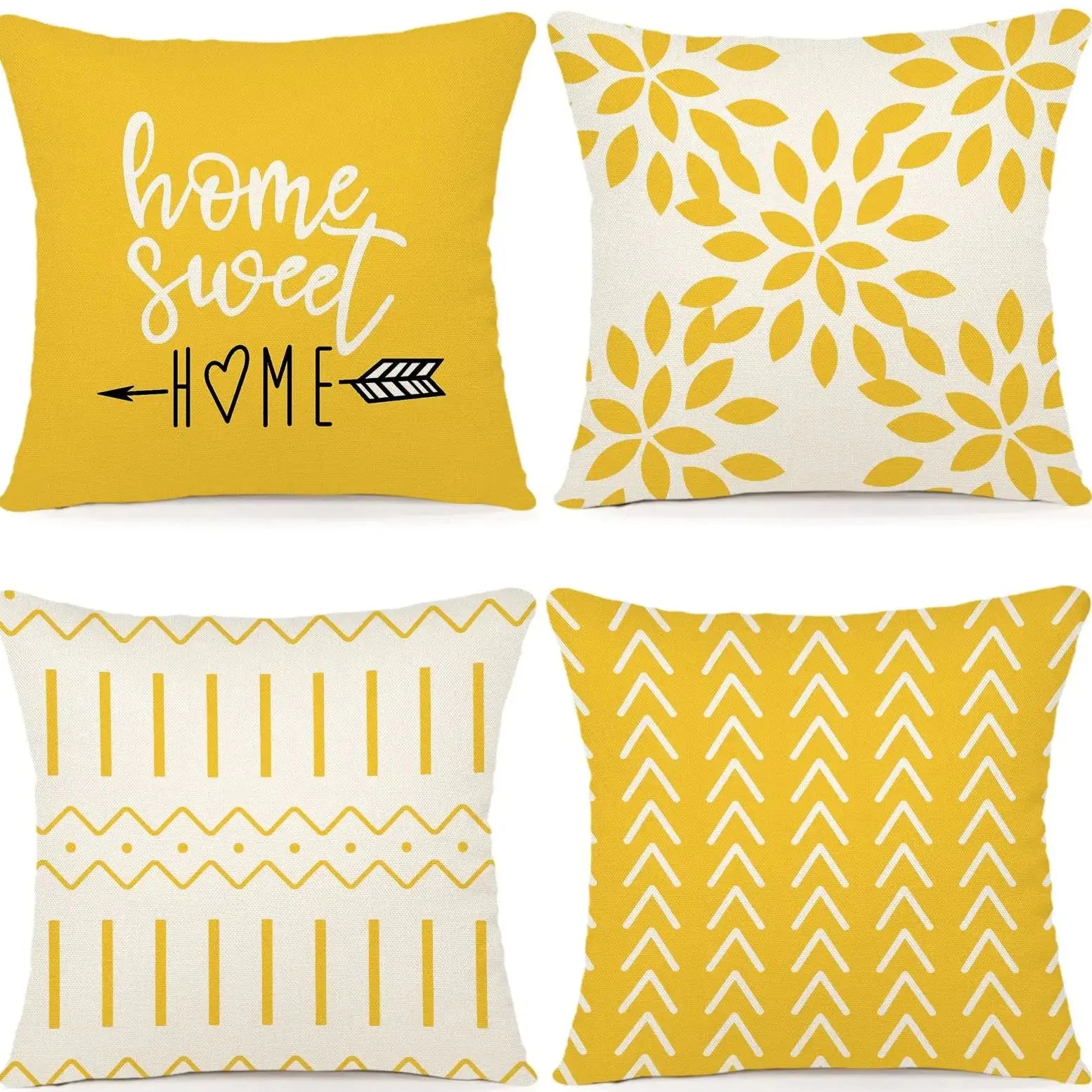 Pillow Covers 18x18 Set of 4, Modern Geometric Linen Case - Cheerful Home Finds