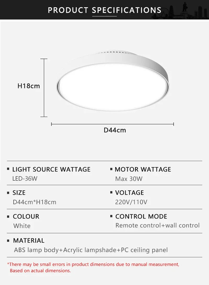 Modern LED Ceiling Fan Light Invisible Leafless Low Decibel Remote Dimming Fan for Bedroom and Living Room - Cheerful Home Finds