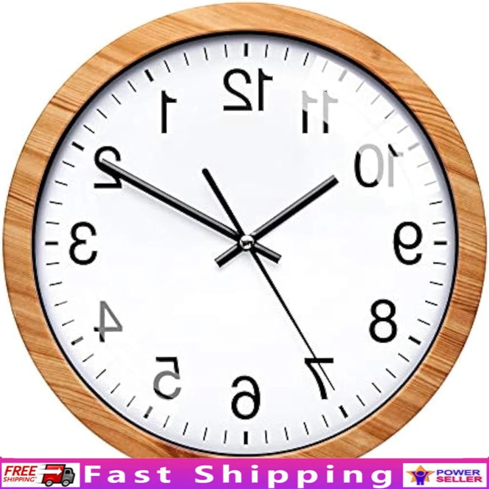 10 Inch Silent Wall Clock Retro Wooden Design Non Ticking Quartz Clock Home Office Decor Living Room Bedroom