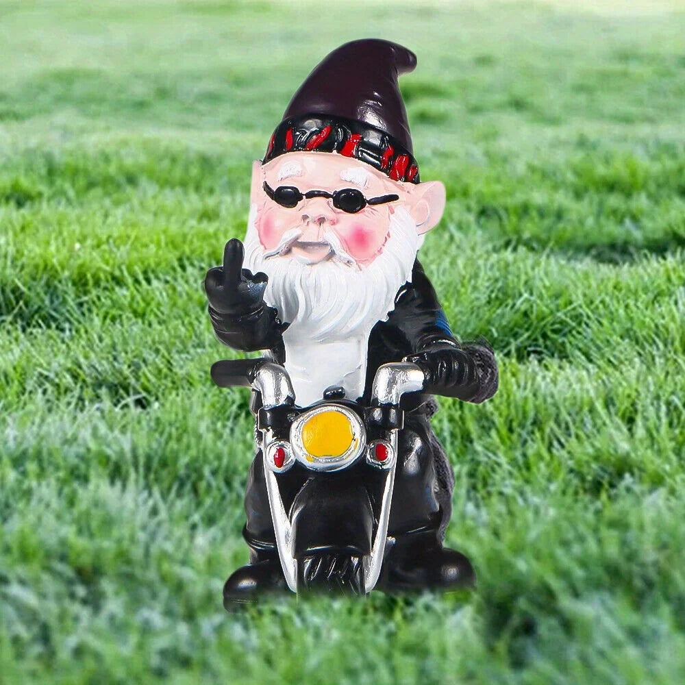 Naughty Gnome Riding Motorcycle Statue Funny Resin Crafts Gift - Cheerful Home Finds