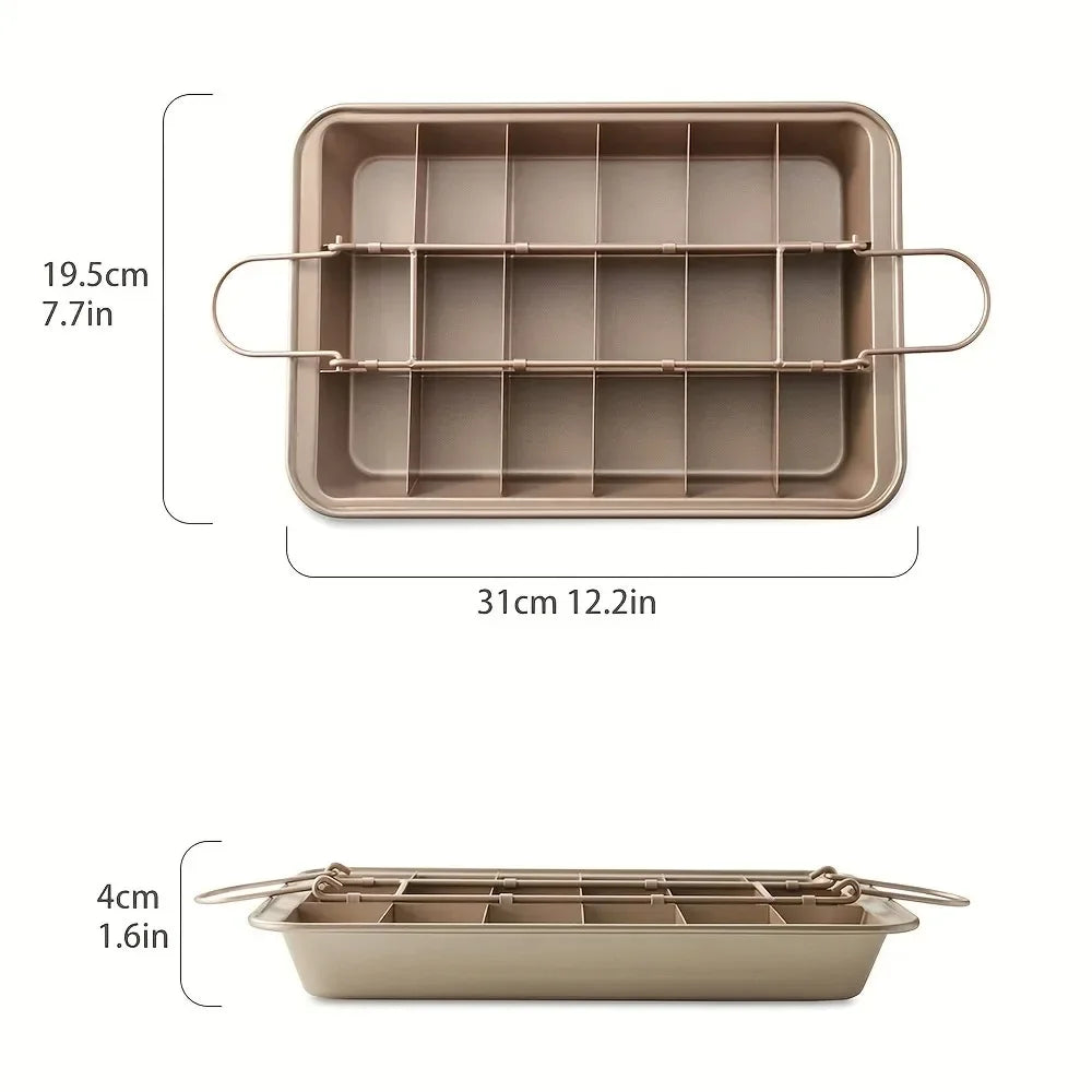 Non Stick Brownie Pan with Dividers Carbon Steel Bakeware - Cheerful Home Finds