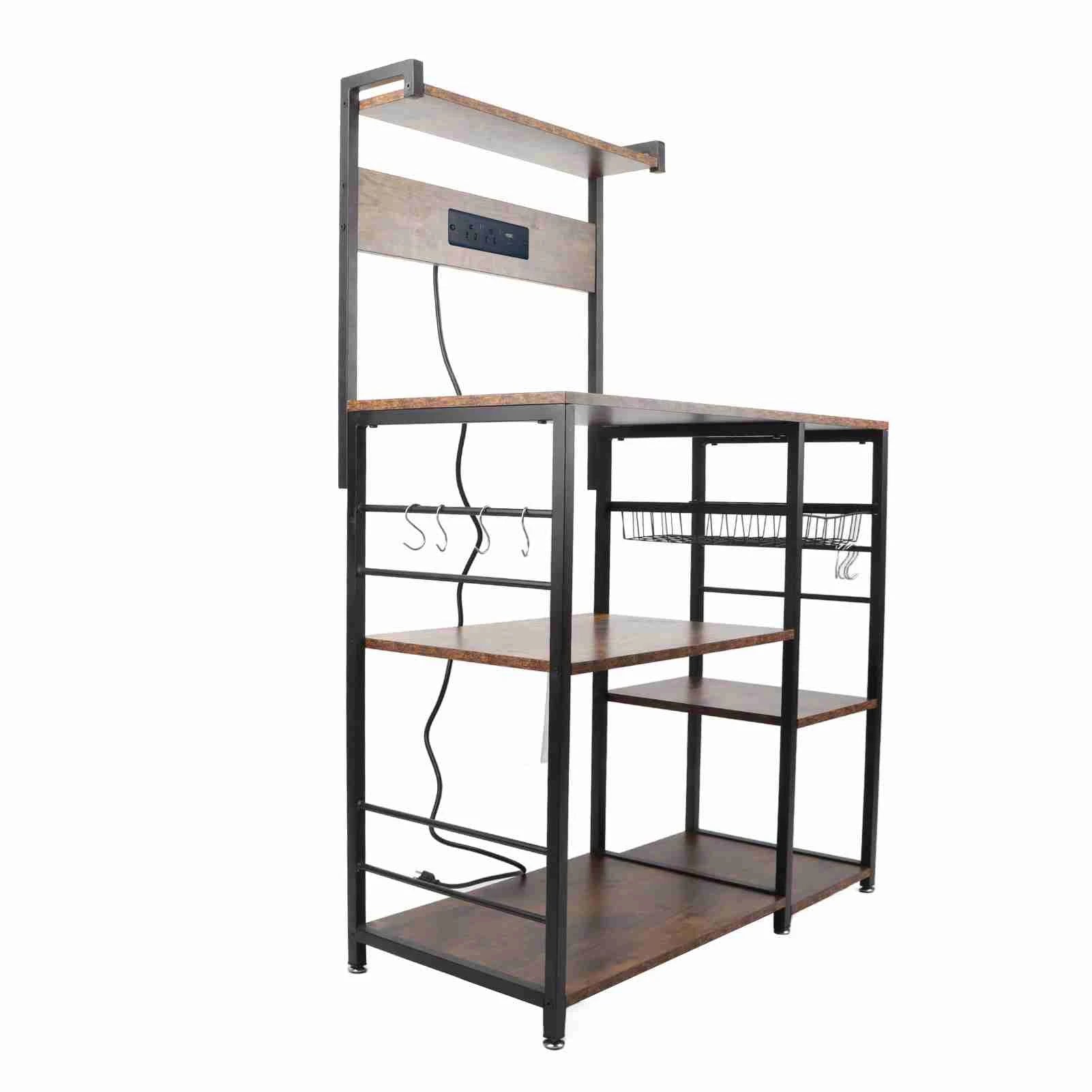 Kitchen Utility Storage Shelf Microwave Oven Stand Coffee Bar Station Rust Resistant Strong Load Bearing Multi Tier for Spices - Cheerful Home Finds